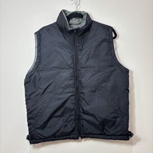 GAP Men Puffer Vest S Black Reversible Down Feather Filled Casual Outdoor Cabin